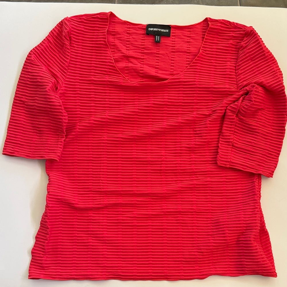 Emporio Armani Red Ribbed Blouse